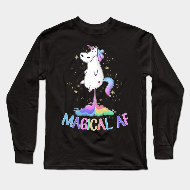 Unicorn Magical AF Long Sleeve T-Shirt by Psitta